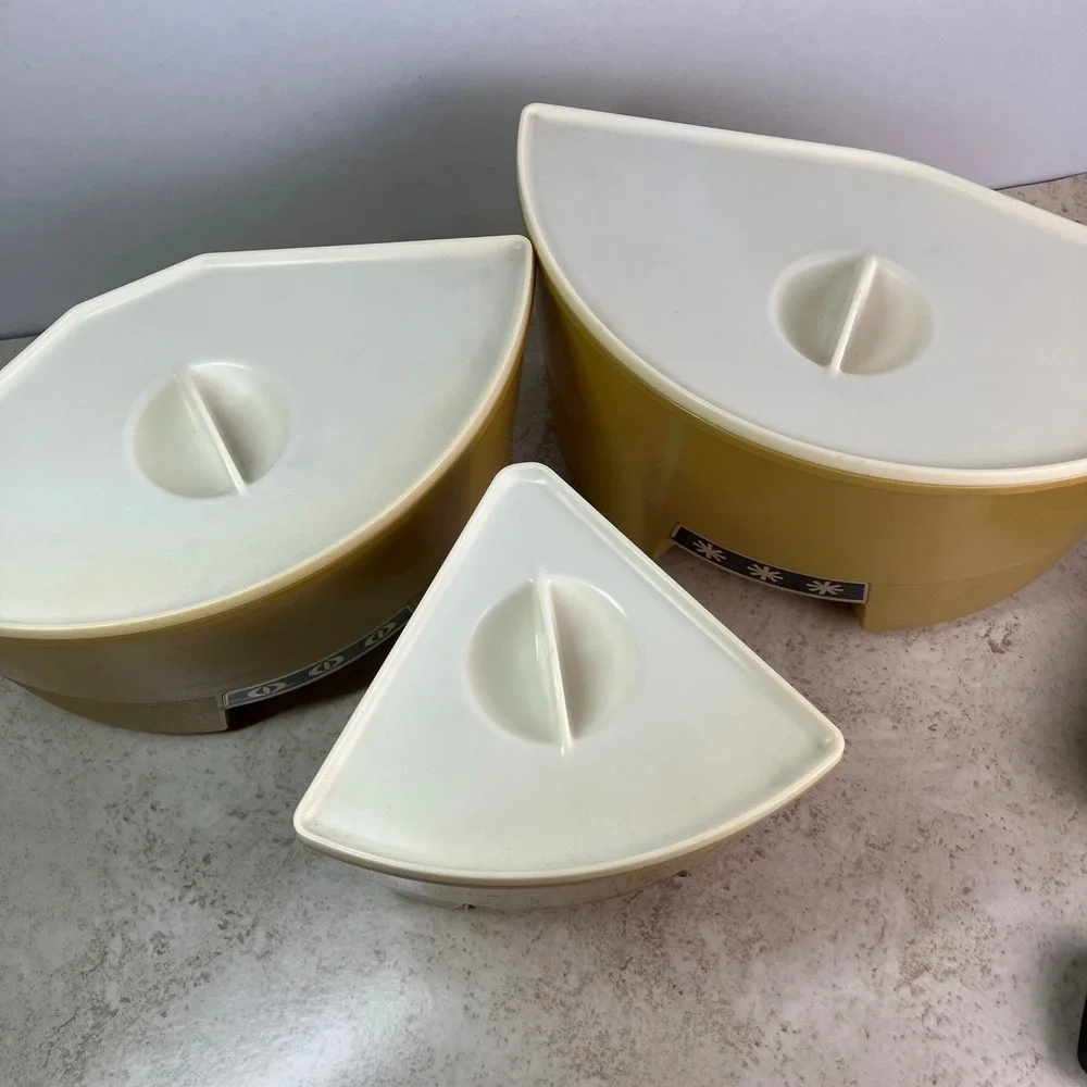 Rubbermaid Carousel Server Vintage Parts Harvest Gold Flower Lazy Susan Bin Lid